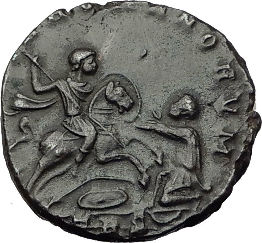 MAGNENTIUS on HORSE vs Enemy 350AD Authentic Ancient Roman Coin of Trier i65287