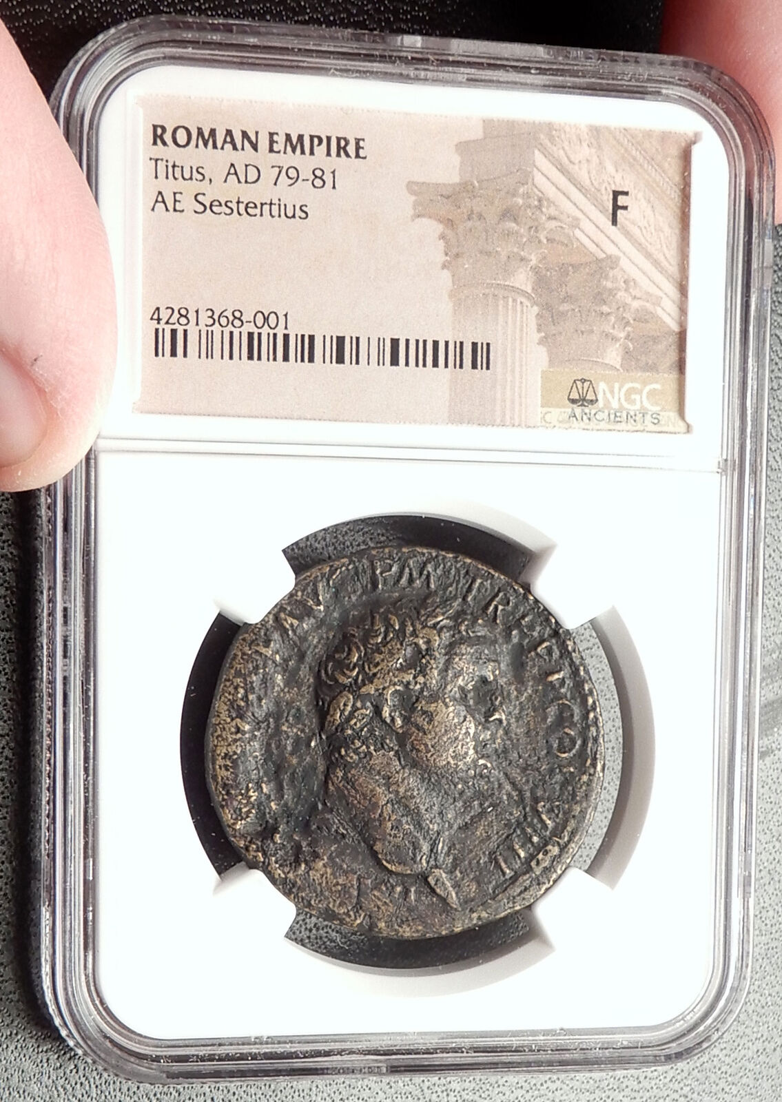 TITUS Genuine 80AD Rome Sestertius Spes Authentic Ancient Roman Coin NGC i66862