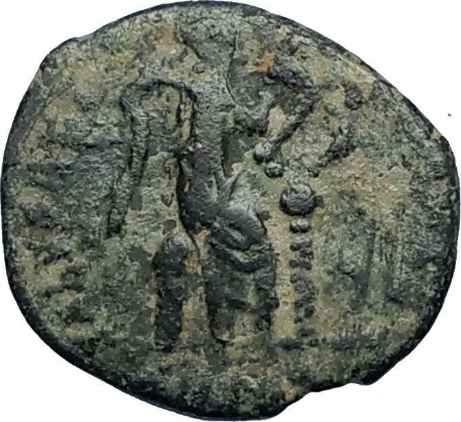 EUDOXIA Arcadius Wife 401AD Authentic Ancient Roman Coin VICTORY CHI-RHO i67463