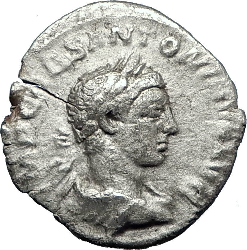 ELAGABALUS 218AD Rome Silver Autherntic Ancient Roman Coin FIDES Eagle i70377