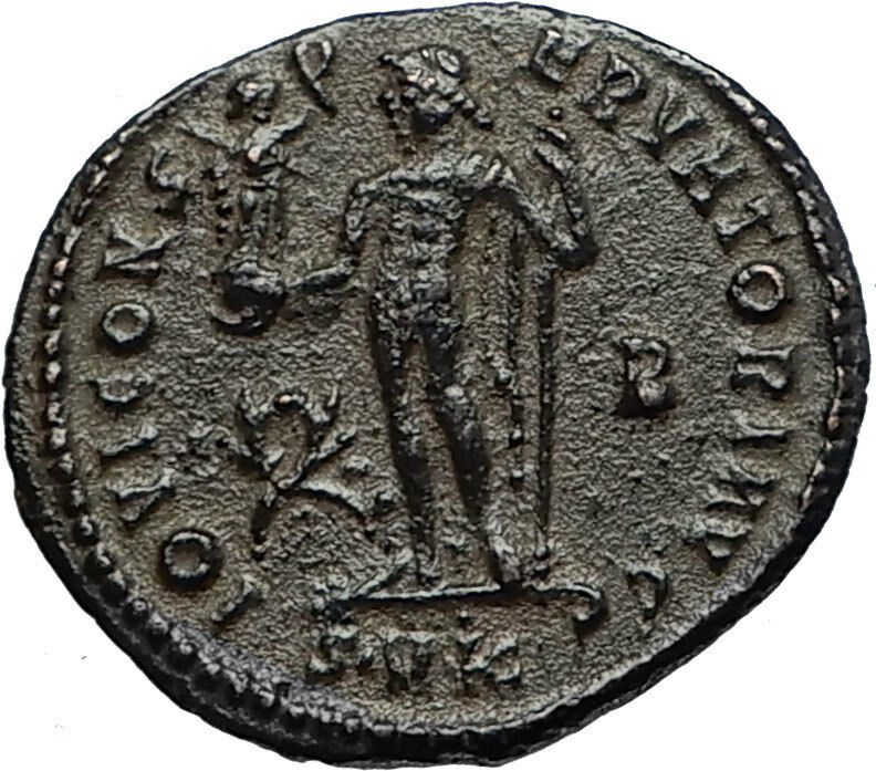 LICINIUS I Authentic Ancient Roman Original 317AD Coin JUPITER & VICTORY i67764