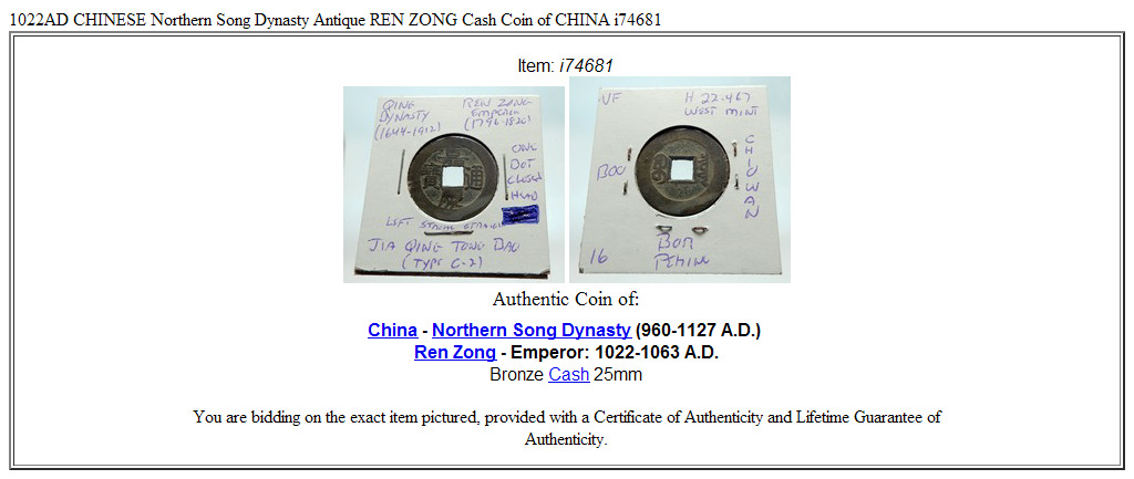 1022AD CHINESE Northern Song Dynasty Antique REN ZONG Cash Coin of CHINA i74681