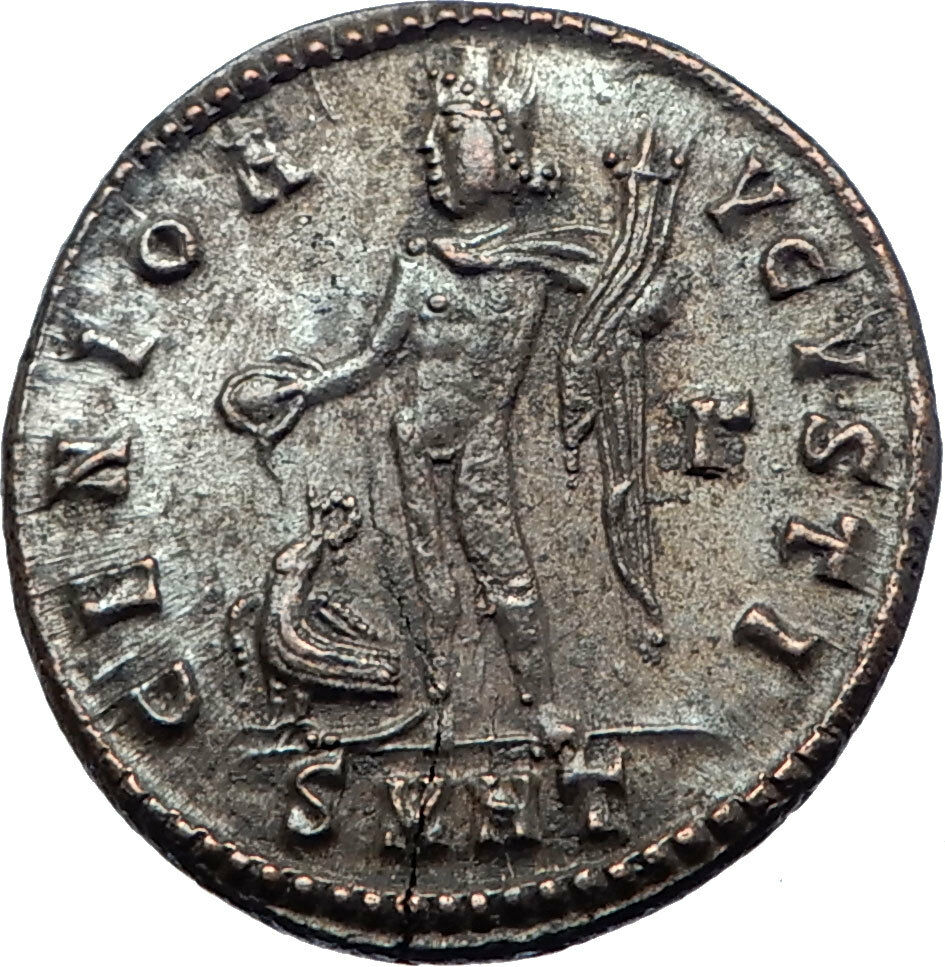 MAXIMINUS II Daia 313AD Genuine Silvered Ancient Roman Coin Nude GENIUS i73643