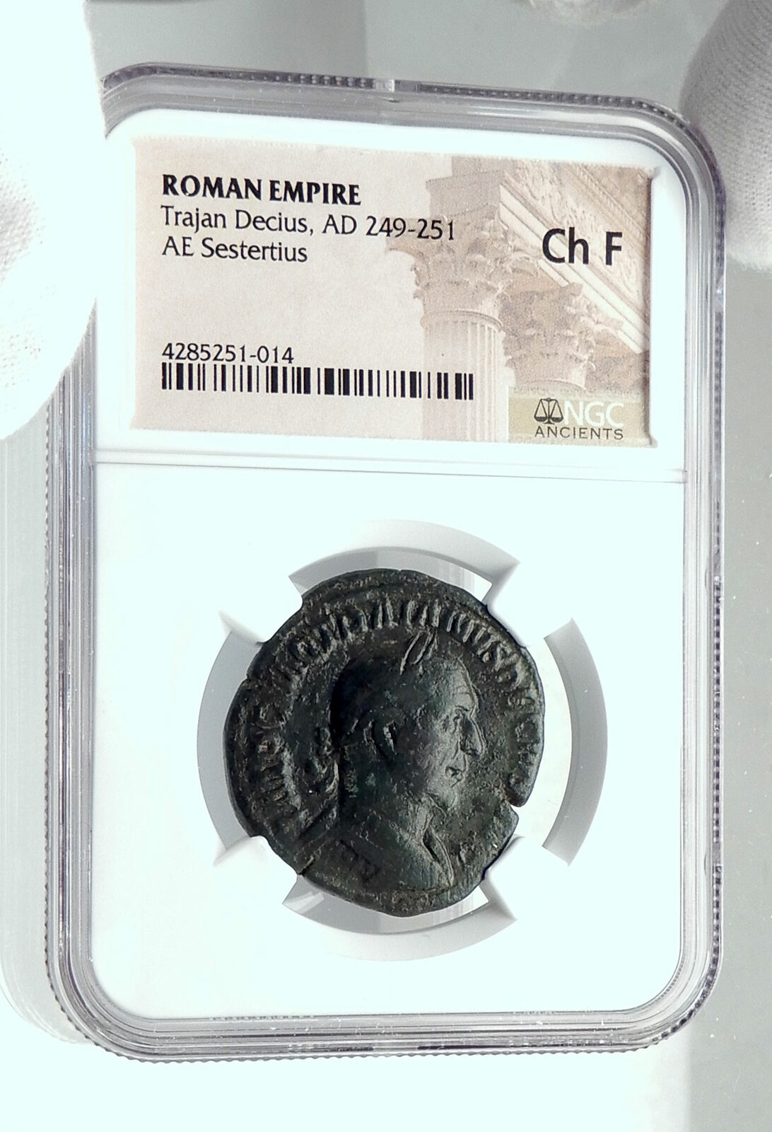 TRAJAN DECIUS Authentic Ancient Rome Sestertius Roman Coin DACIAS NGC i79194