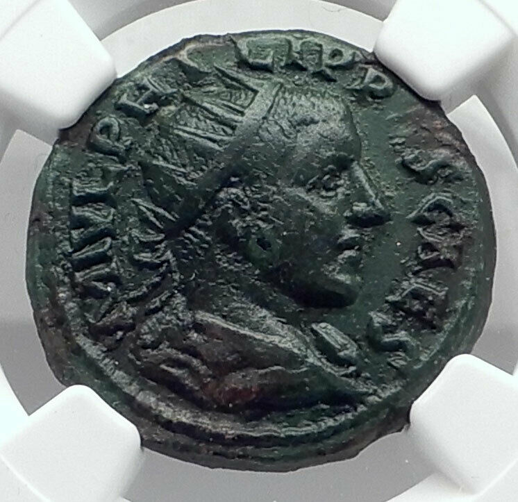 PHILIP II as Caesar Ancient 244AD DEULTUM Thrace Romona Coin HOMONOIA NGC i80125