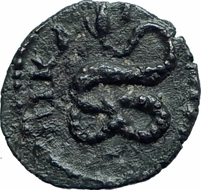 GETA as Caesar Genuine Ancient Roman Coin Nicaea Bithynia COILED SERPENT i78550