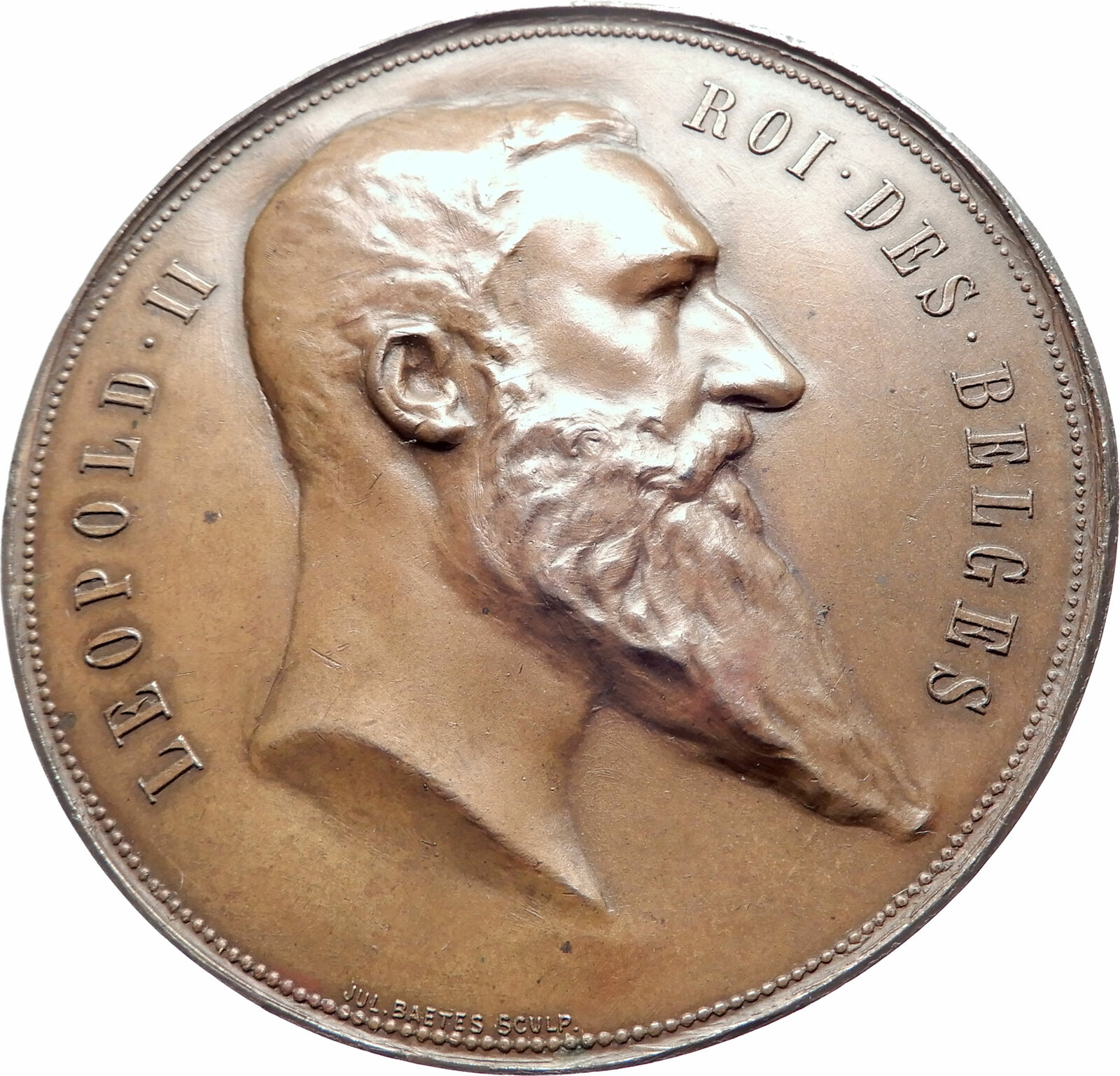 1894 BELGIUM Antwerp King Leopold II with Globe World Exhibition Medal i80587