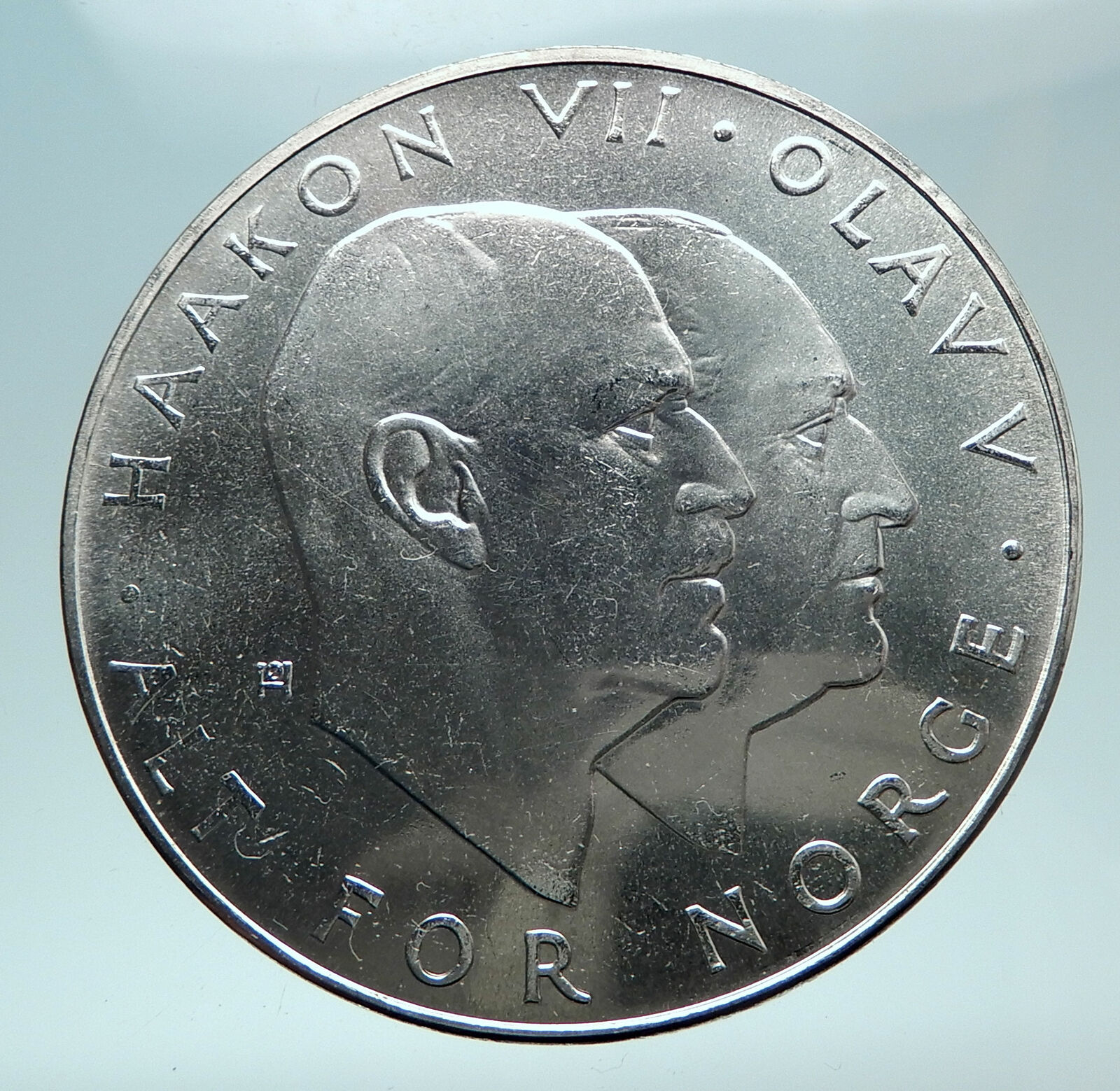 1970 NORWAY KING Olav V Haakon VII Norwegian 25 KR Silver 25 Kronor Coin i80975