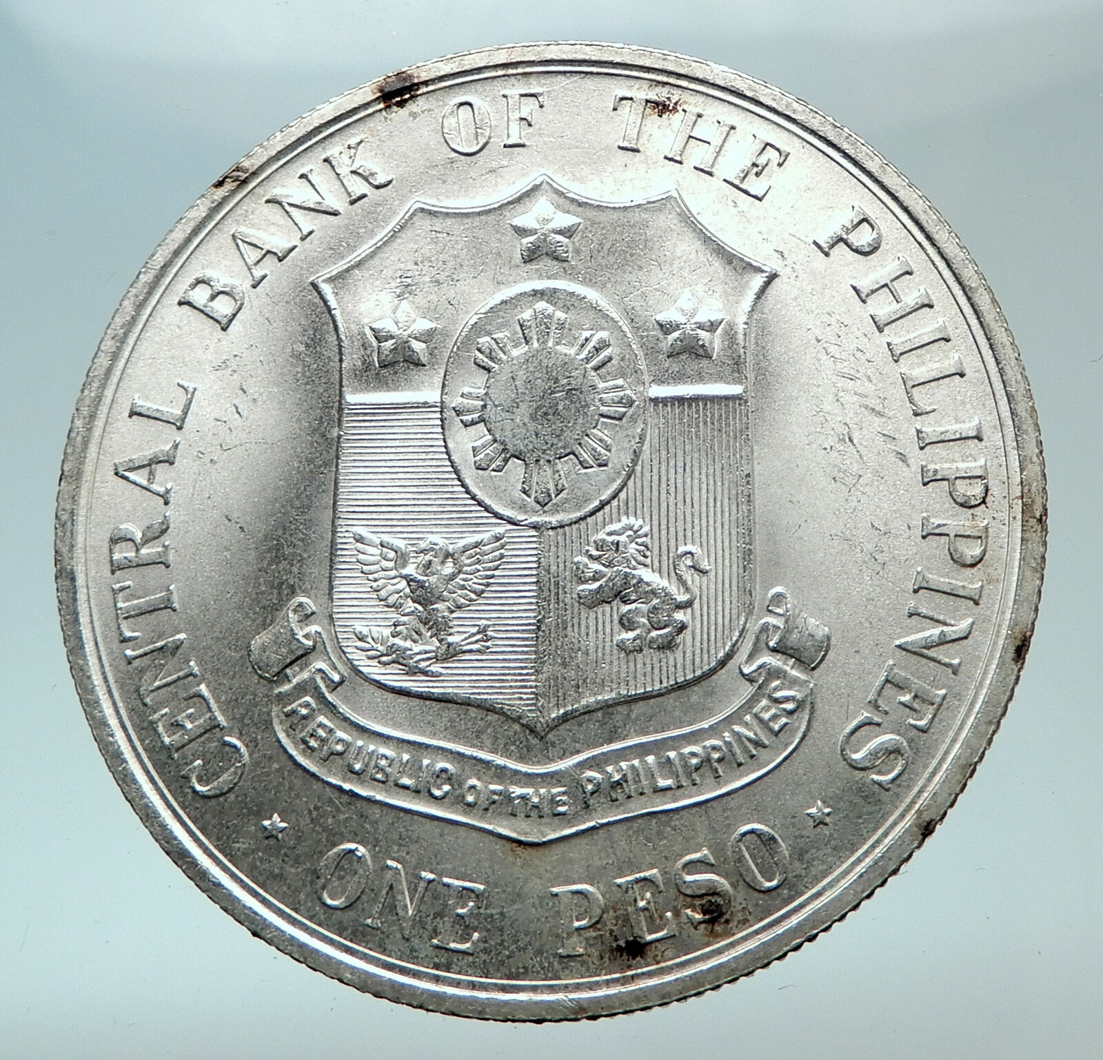 1963 PHILIPPINES Birth Andres Bonifacio Large Antique 1 Peso SILVER Coin i81573