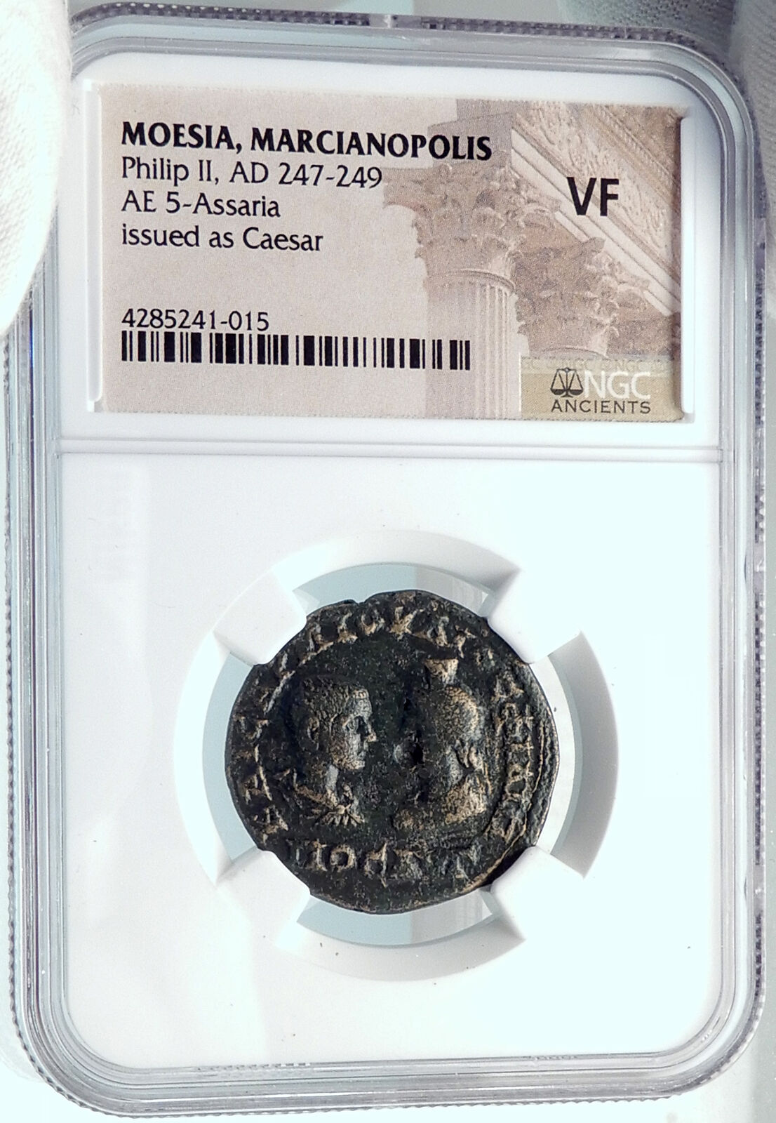 PHILIP II as Caesar SERAPIS Ancient Roman Coin of Marcianopolis HERA NGC i81882