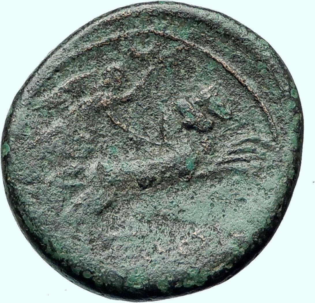 SYRACUSE in SICILY 212BC Greek Coin under Roman Rule Zeus Nike Chariot i41271