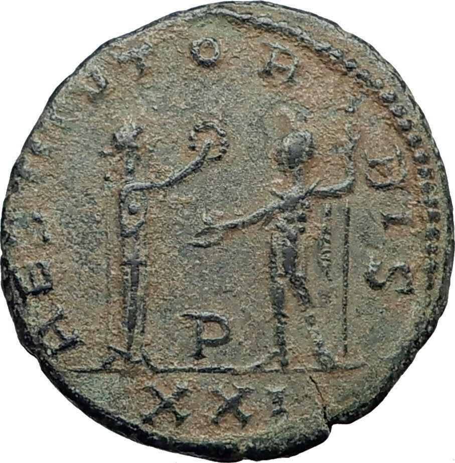 AURELIAN receving wreath from woman 275AD Ancient Roman Coin i44227