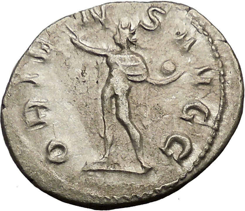 VALERIAN I 257AD RARE Silver Ancient Roman Coin Nude Sol Sun God Cult i34140