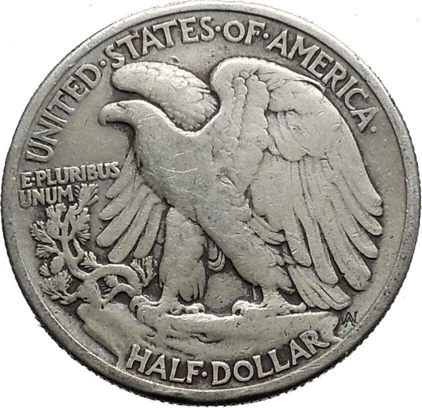 1937 WALKING LIBERTY Half Dollar Bald Eagle United States Silver Coin i44685