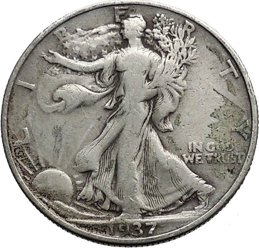 1937 WALKING LIBERTY Half Dollar Bald Eagle United States Silver Coin i44685