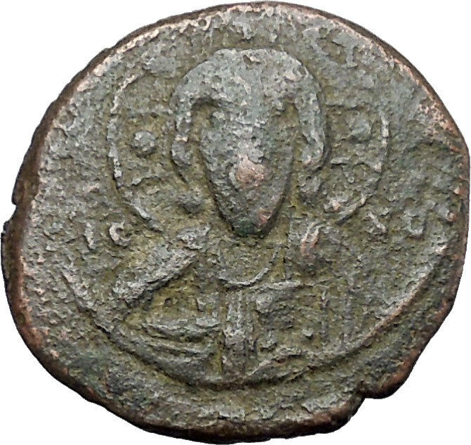 JESUS CHRIST Class I Anonymous Ancient 1078AD Byzantine Follis Coin CROSS i48301