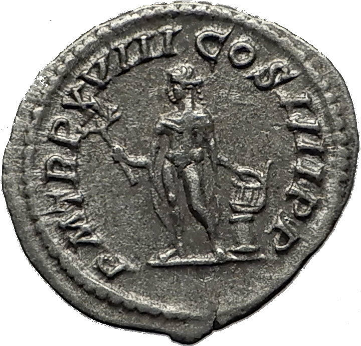 CARACALLA 215AD Rome Nude Apollo Lyre Authentic Ancient Silver Roman Coin i60627