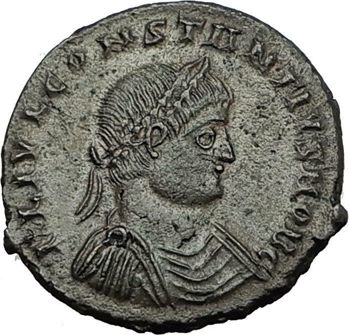 CONSTANTIUS II Original 331AD Authentic Ancient Coin w ROMAN SOLDIERS i65541