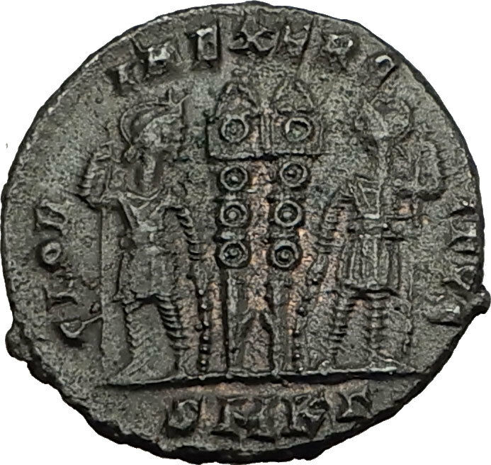 CONSTANTIUS II Original 331AD Authentic Ancient Coin w ROMAN SOLDIERS i65541