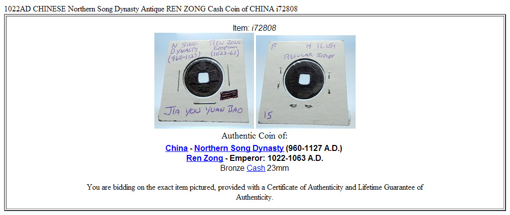 1022AD CHINESE Northern Song Dynasty Antique REN ZONG Cash Coin of CHINA i72808