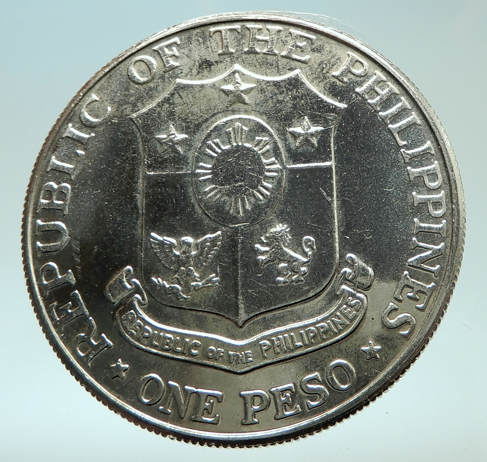 1967 PHILIPPINES Bataan Day BATTLE against Japan Genuine Silver PESO Coin i75929