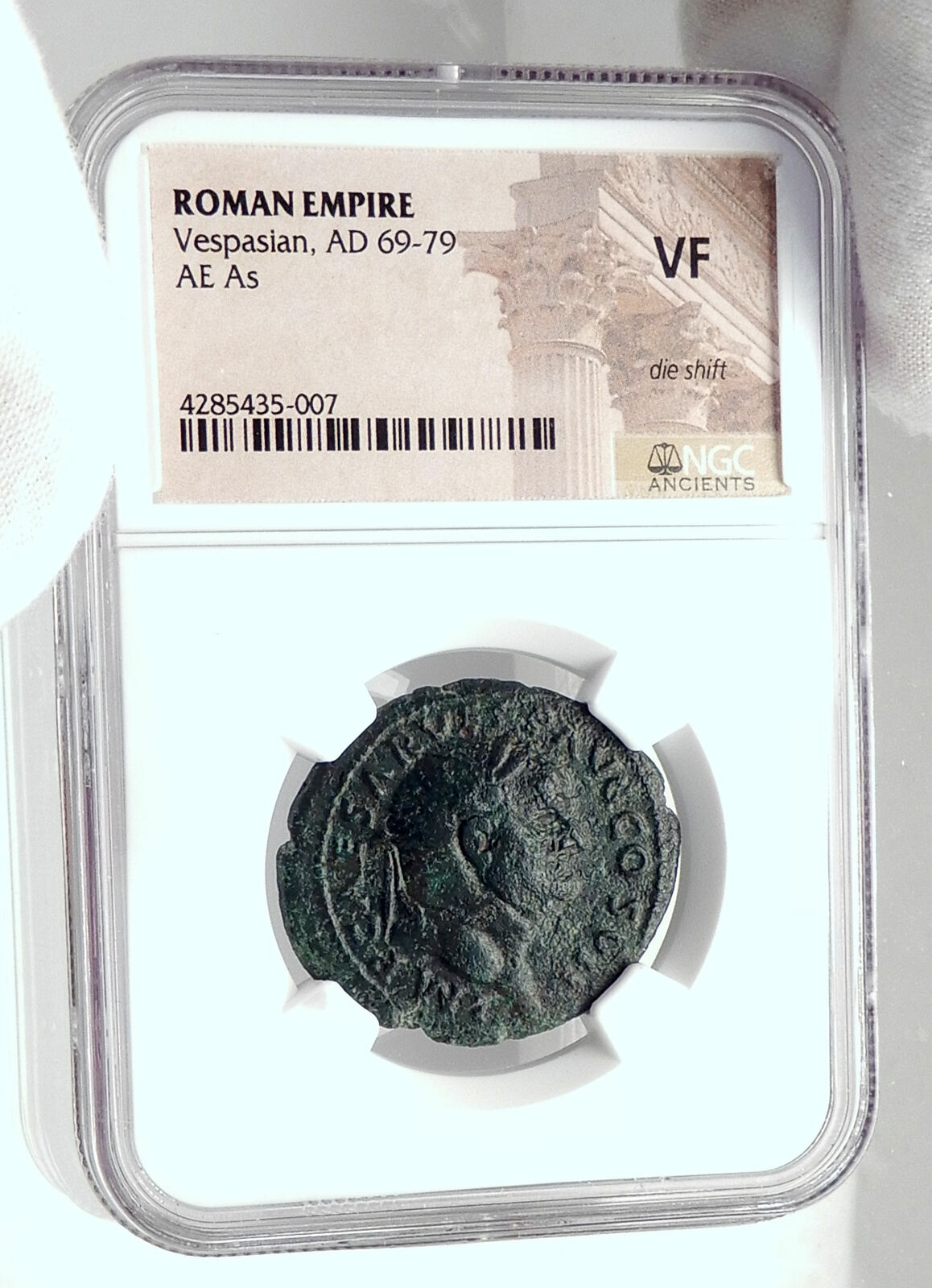 VESPASIAN Authentic Ancient 76AD Rome Original Roman Coin SPES HOPE NGC i80386