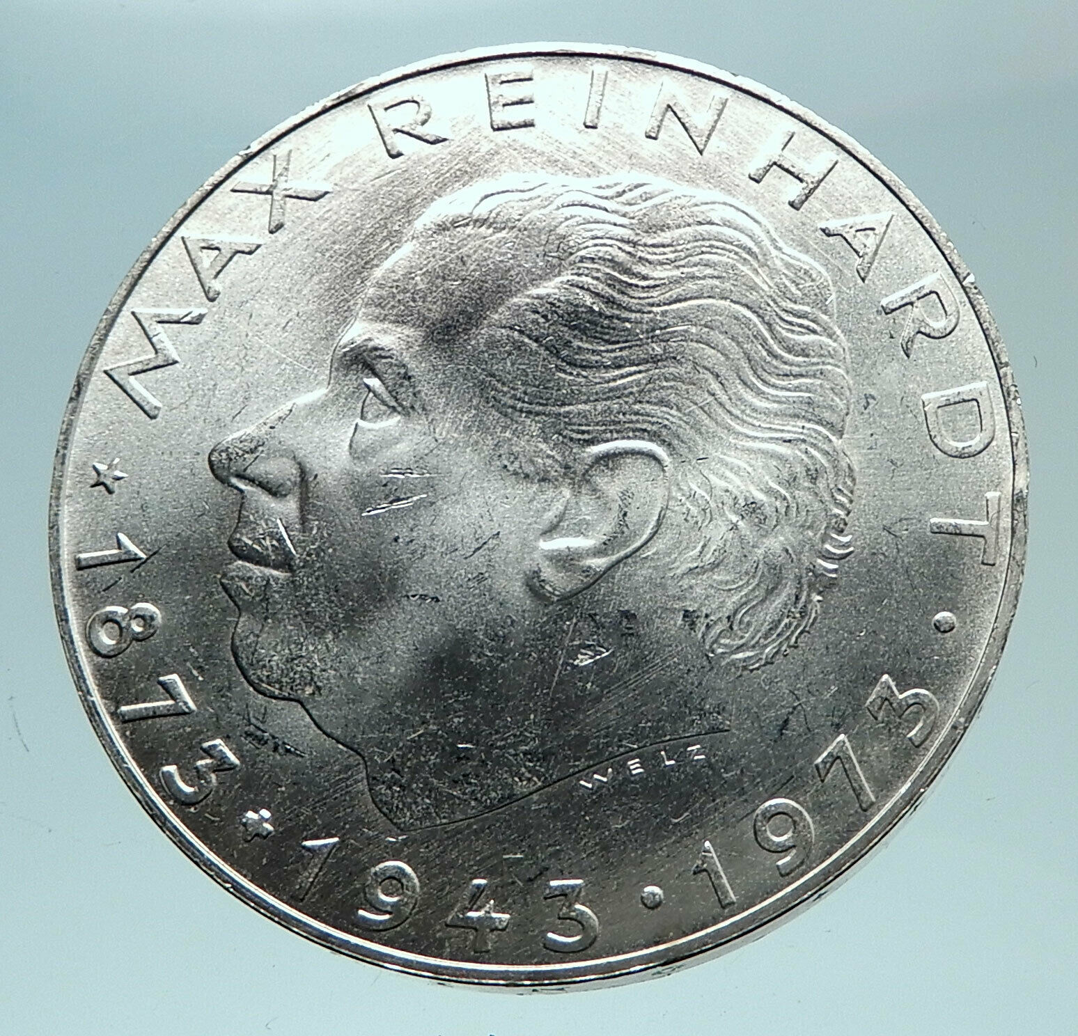 1973 AUSTRIA with Director Max Reinhardt Antique Silver 25 Schilling Coin i80977