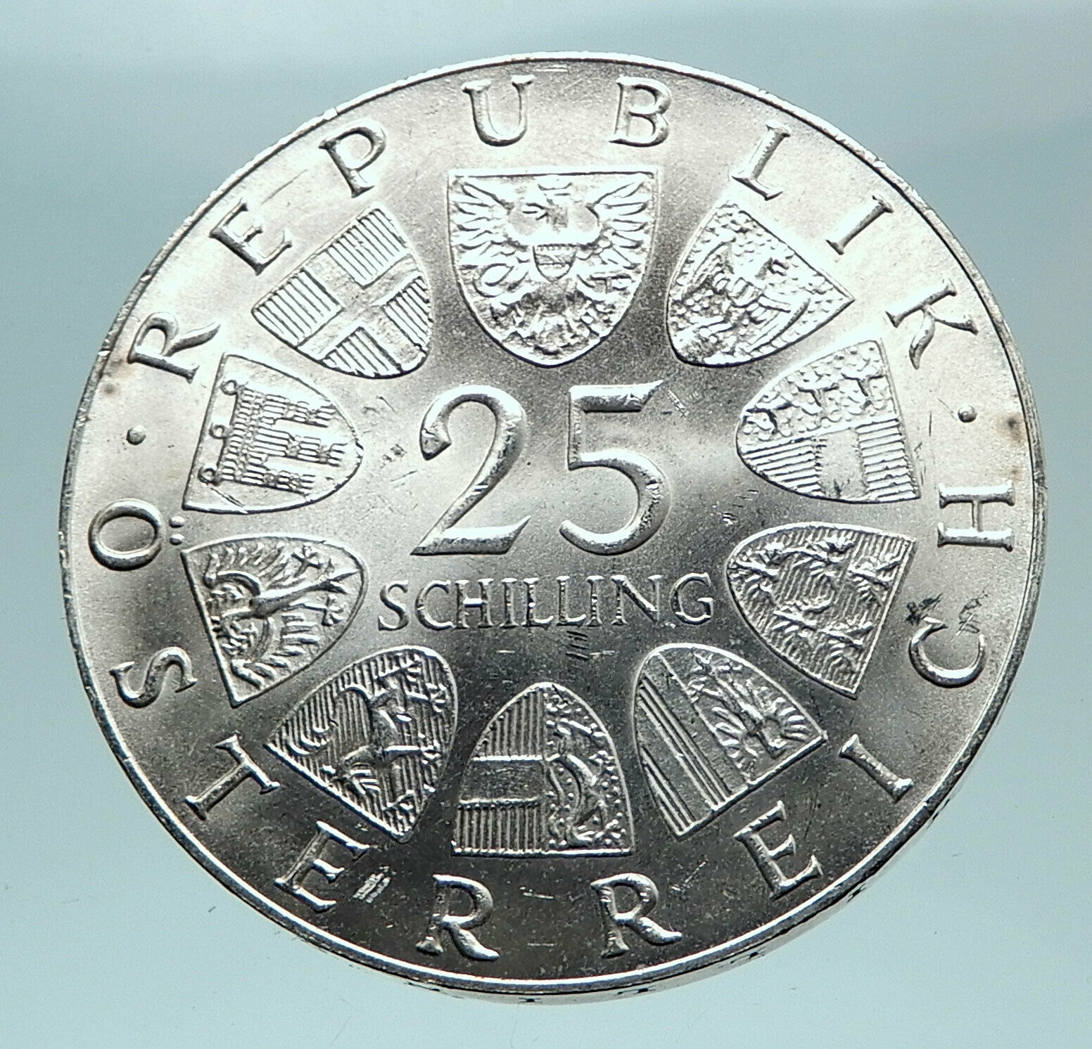 1973 AUSTRIA with Director Max Reinhardt Antique Silver 25 Schilling Coin i80977