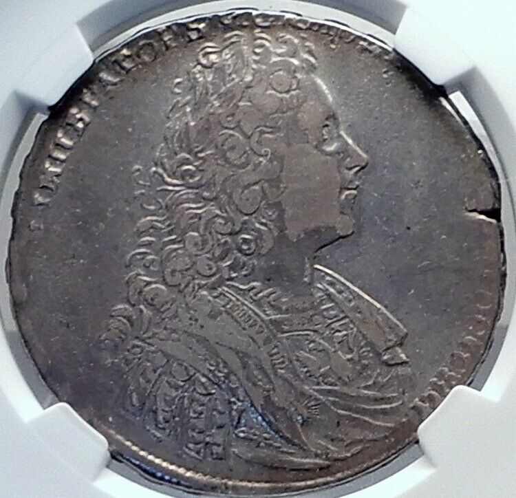 1728 RUSSIA Emperor PETER II son of the Great SILVER ROUBLE Coin NGC i81890