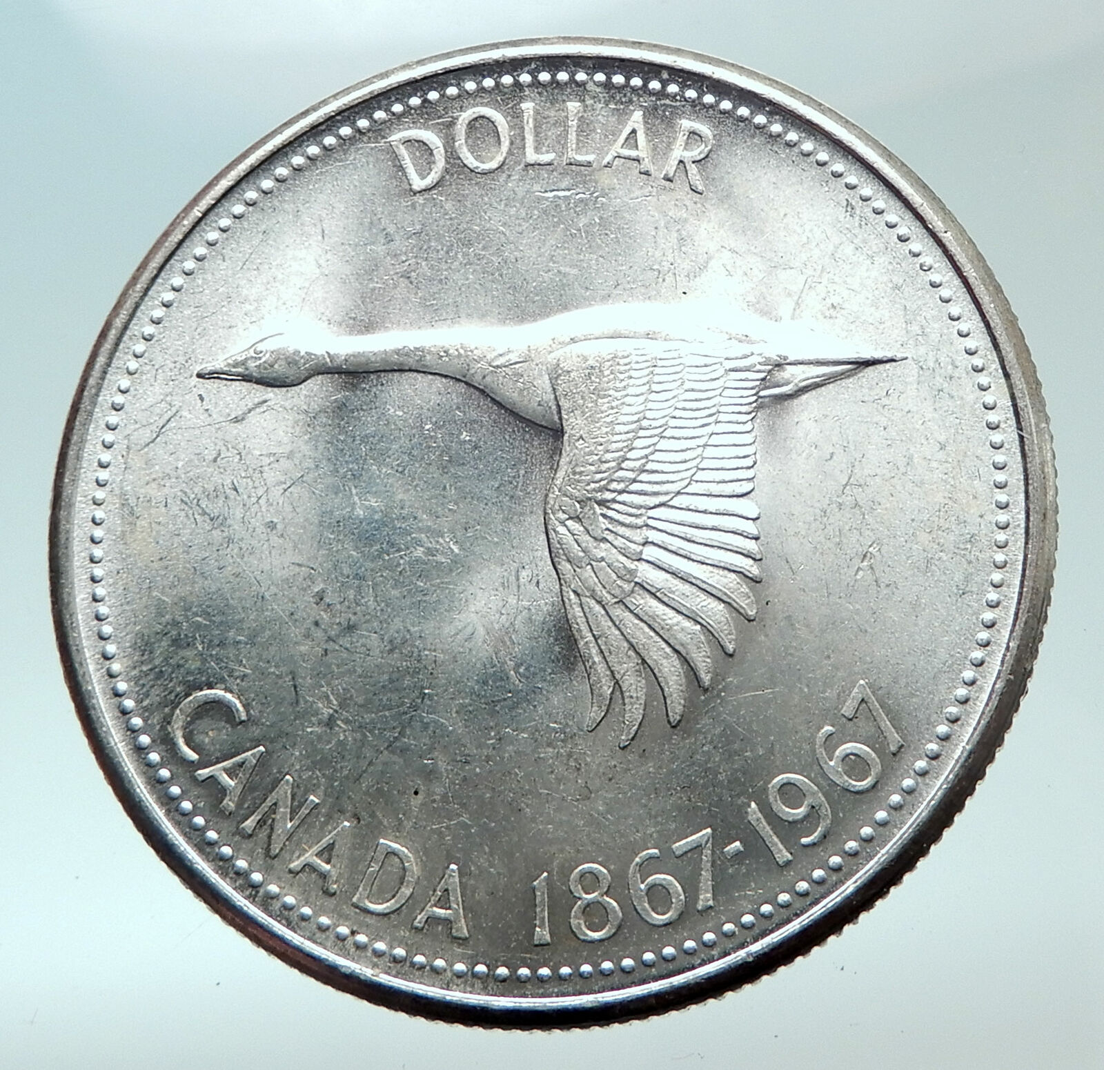 1967 CANADA CANADIAN Confederation Founding with GOOSE Silver Dollar Coin i82139