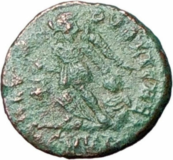 ARCADIUS 383AD Ancient Roman Coin VICTORY Nike Chi-Rho Christ Monogram i27896