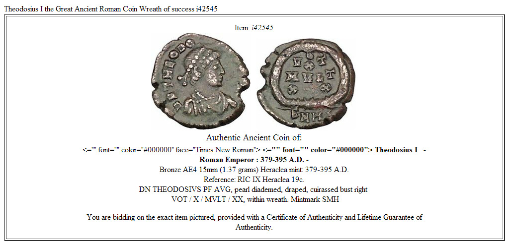 Theodosius I the Great Ancient Roman Coin Wreath of success i42545