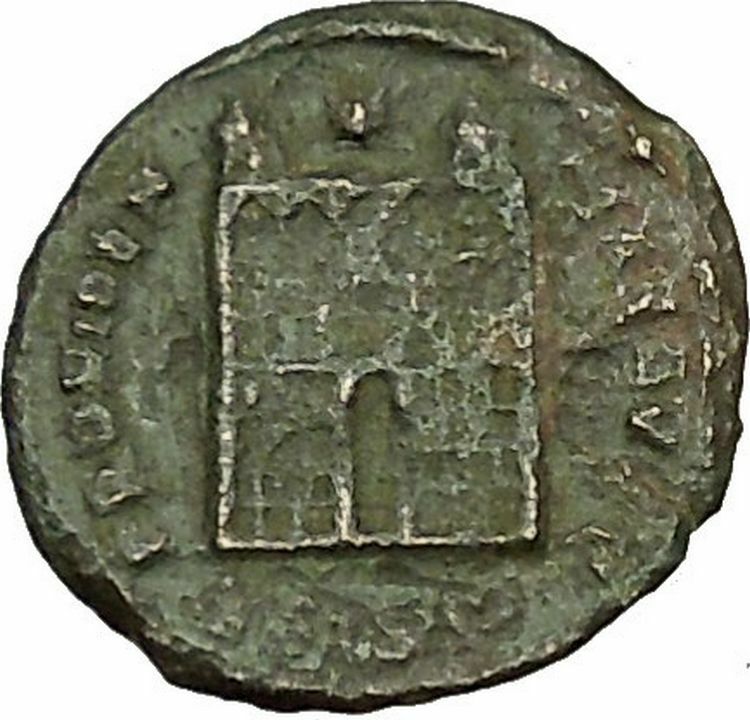 CONSTANTINE I the GREAT 328AD Ancient Roman Coin Military Camp gate i40381