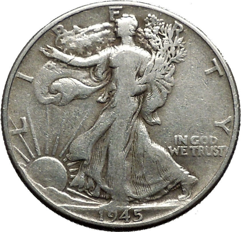 1945 WALKING LIBERTY Half Dollar Bald Eagle United States Silver Coin i44716