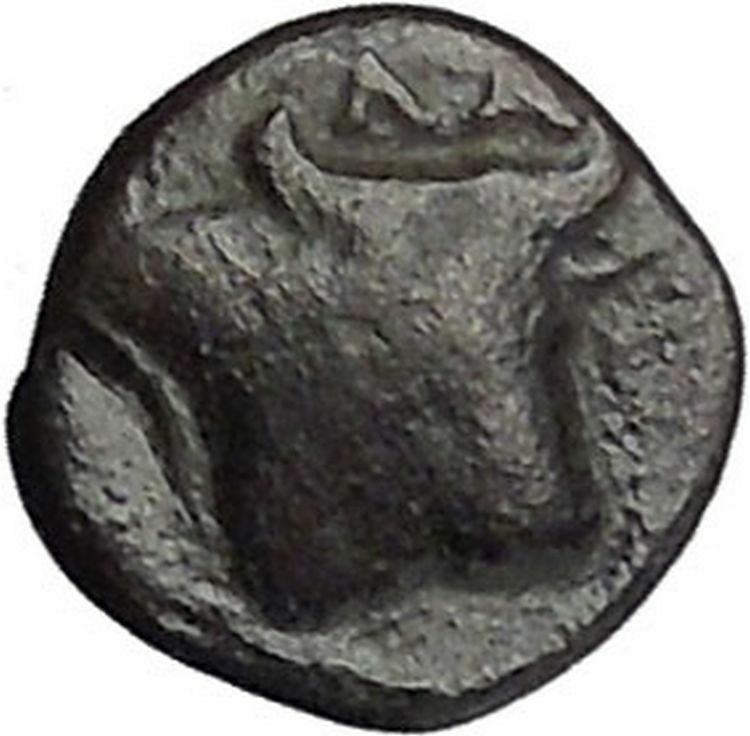 Larissa Phriconis in Aeolis 400BC Original Ancient Greek Coin Female Bull i49646