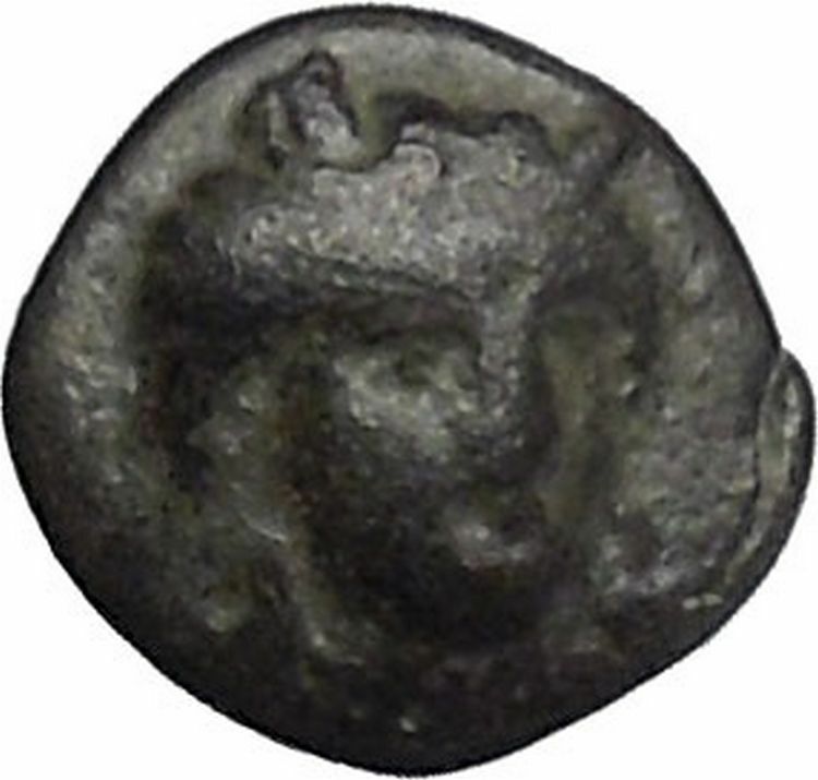 Larissa Phriconis in Aeolis 400BC Original Ancient Greek Coin Female Bull i49646