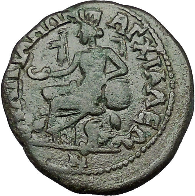 CARACALLA 198AD Anchialus in Thrace CYBELE LIONS Ancient Roman Coin i50971