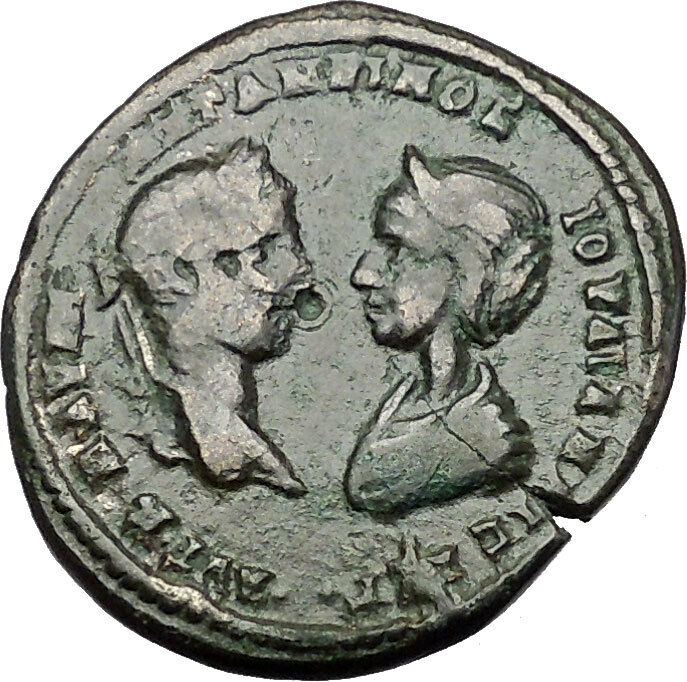 ELAGABALUS and JULIA MAESA 218AD Marcianopolis Dikaiosyne Roman Coin i50905