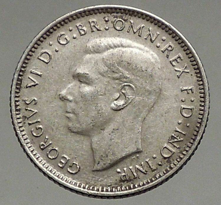 1942 AUSTRALIA - Sixpence SILVER Coin - UK King George VI Coat-of-Arms i56820