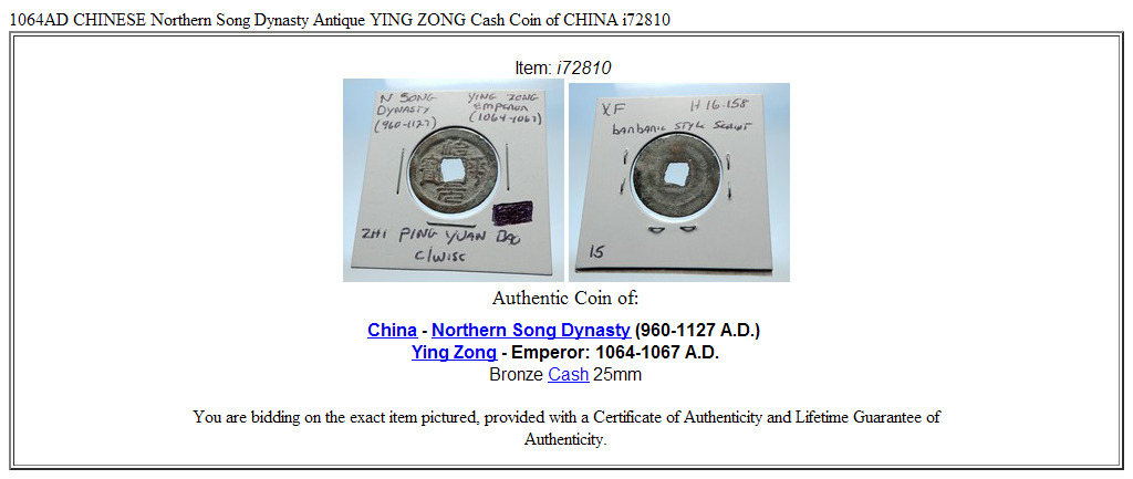 1064AD CHINESE Northern Song Dynasty Antique YING ZONG Cash Coin of CHINA i72810