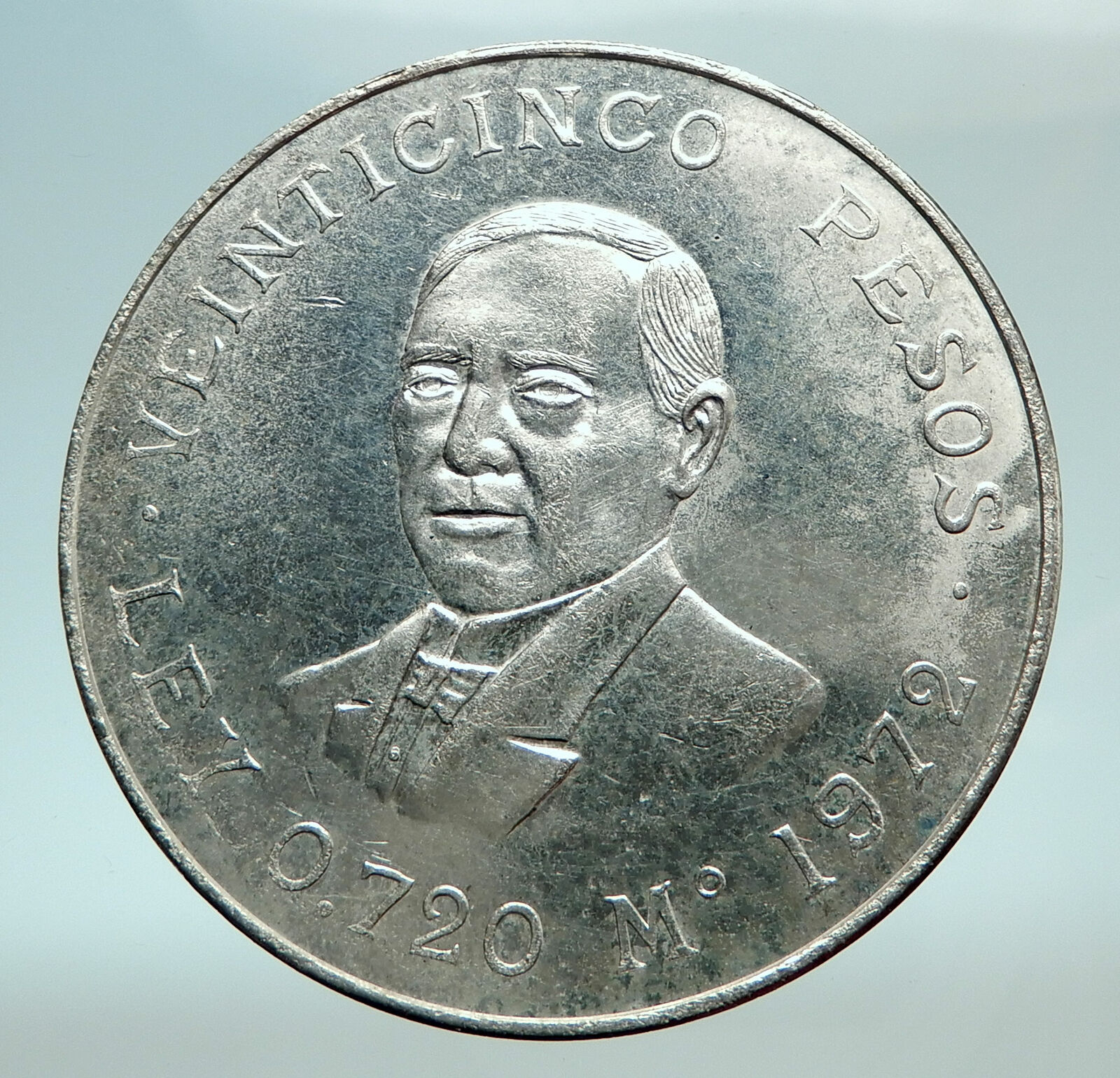 1972 MEXICO President Garcia MEXICAN Antique Genuine SILVER 25 Pesos Coin i79791