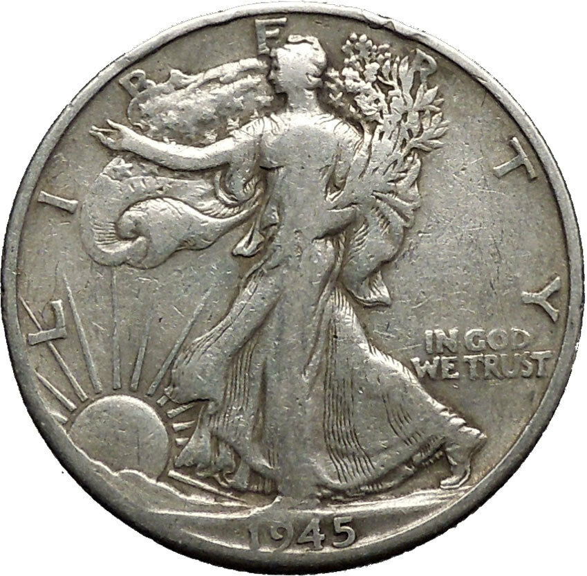 1945 WALKING LIBERTY Half Dollar Bald Eagle United States Silver Coin i44638