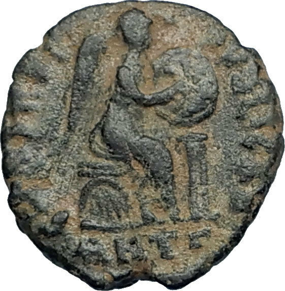 EUDOXIA Arcadius Wife 401AD Authentic Ancient Roman Coin VICTORY CHI-RHO i67251