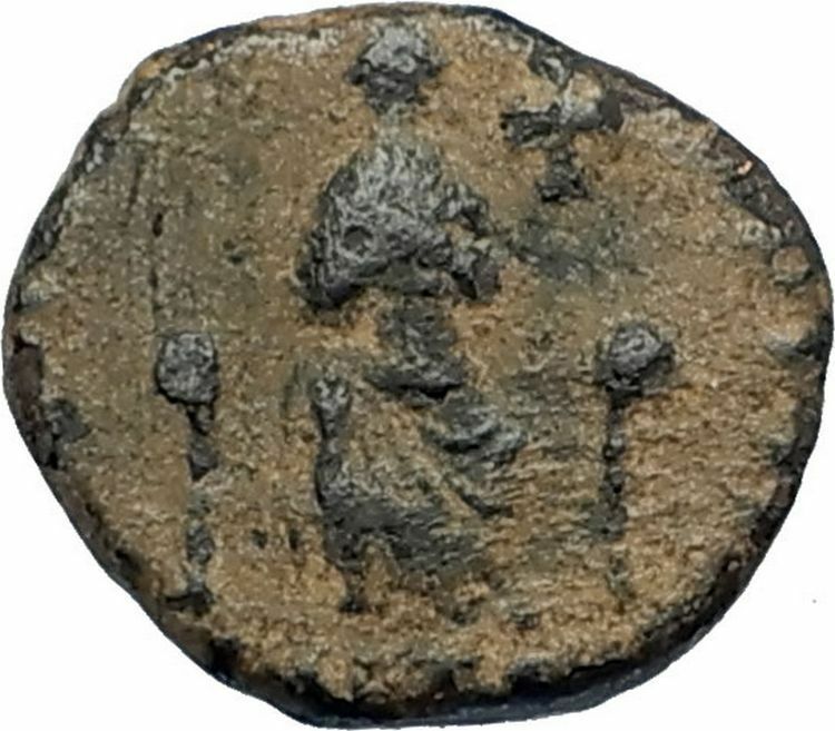 EUDOXIA Arcadius Wife 400AD Authentic Ancient Roman Coin GOD's HAND CROSS i67317