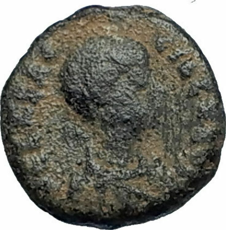 AELIA FLACILLA Theodosius I Wife 383AD Ancient Roman Coin VICTORY CHI-RHO i67725