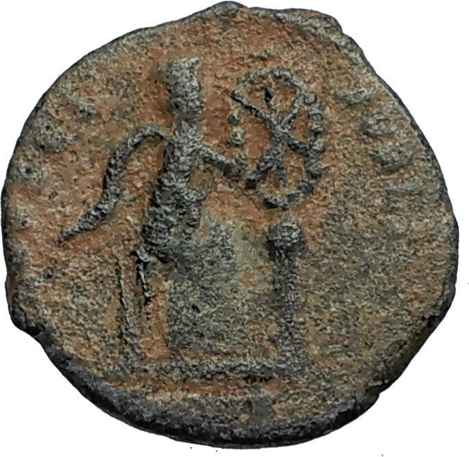 EUDOXIA Arcadius Wife 401AD Authentic Ancient Roman Coin VICTORY CHI-RHO i67646