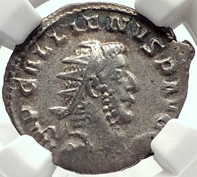 GALLIENUS Authentic Ancient Silver 257AD Roman Coin w GERMANY TROPHY NGC i70144