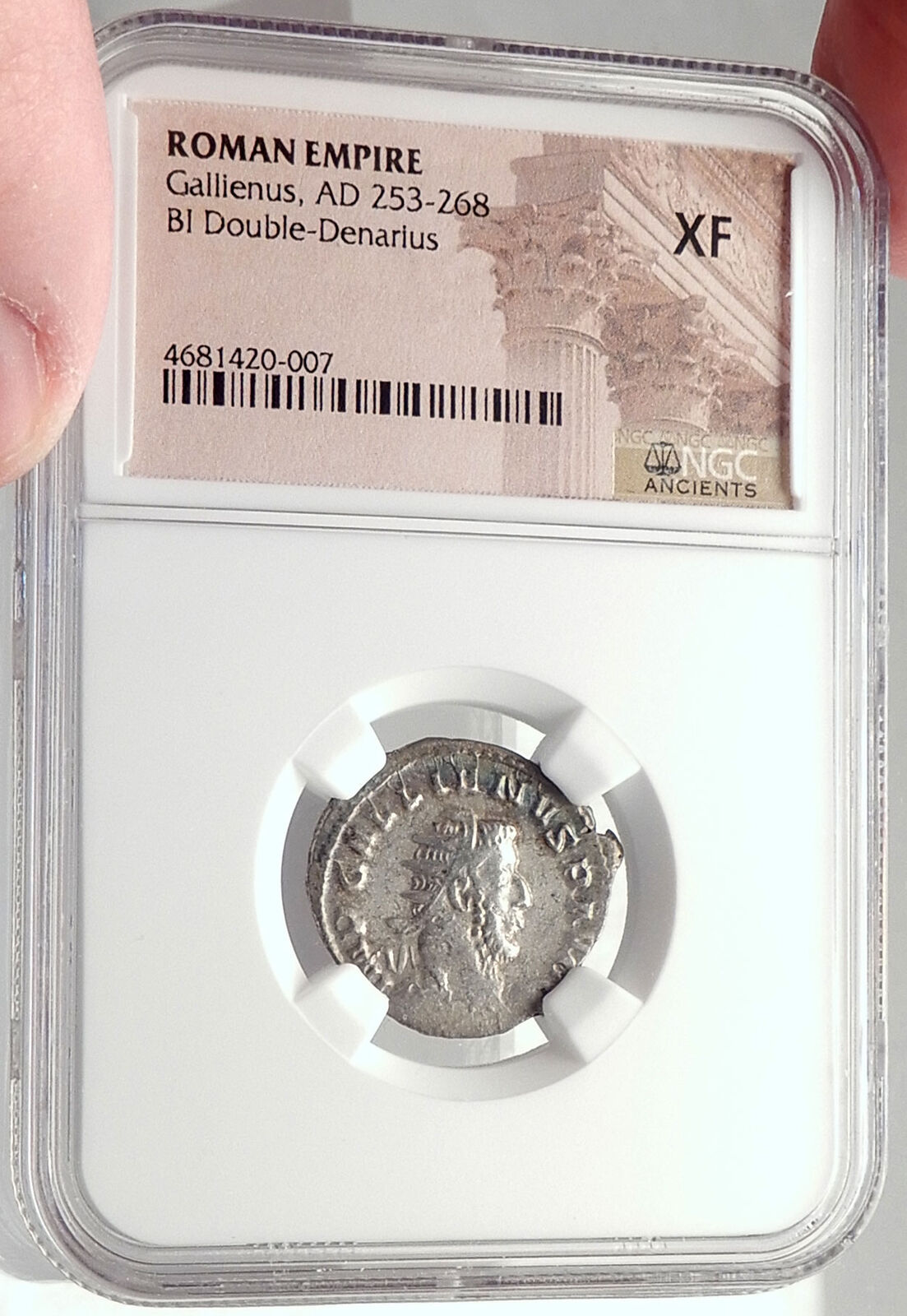 GALLIENUS Authentic Ancient Silver 257AD Roman Coin w GERMANY TROPHY NGC i70144