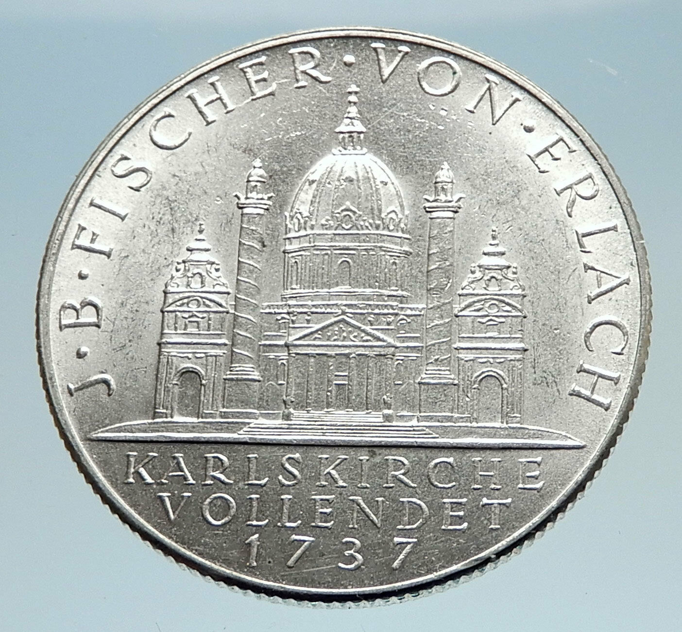 1937 AUSTRIA Karlskirche Church Genuine Silver 2 Shillings Austrian Coin i74937