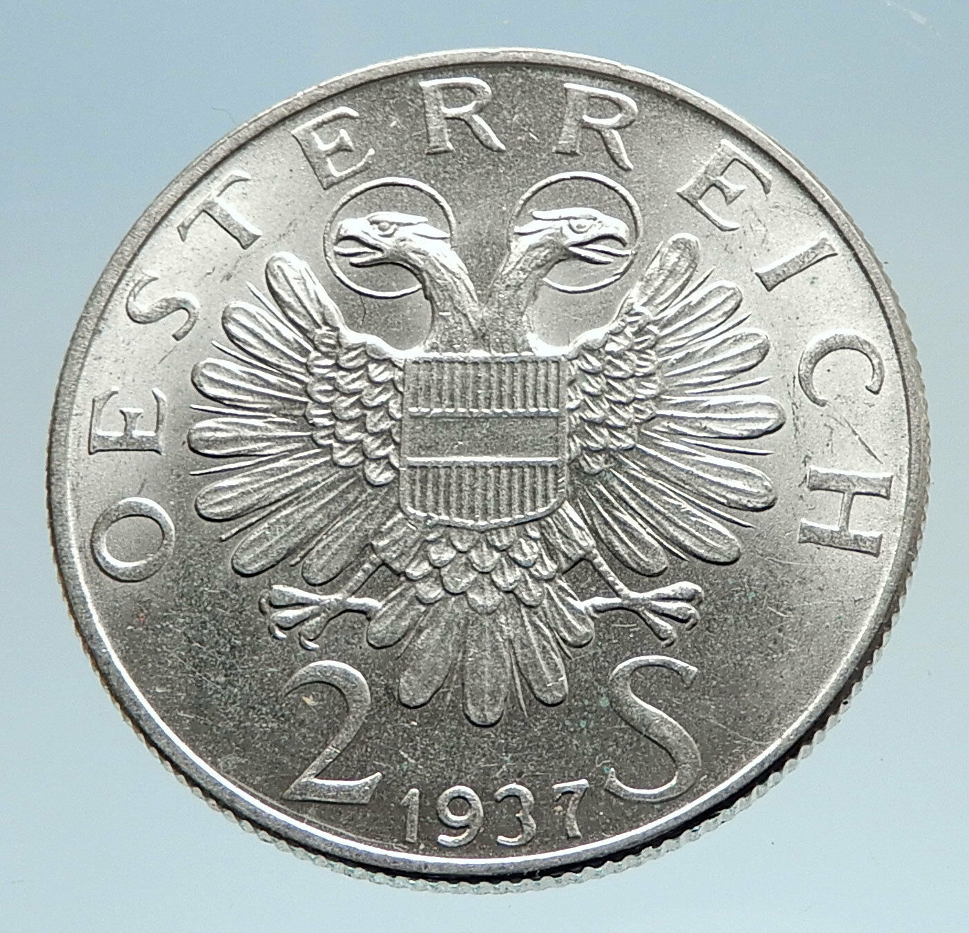 1937 AUSTRIA Karlskirche Church Genuine Silver 2 Shillings Austrian Coin i74937